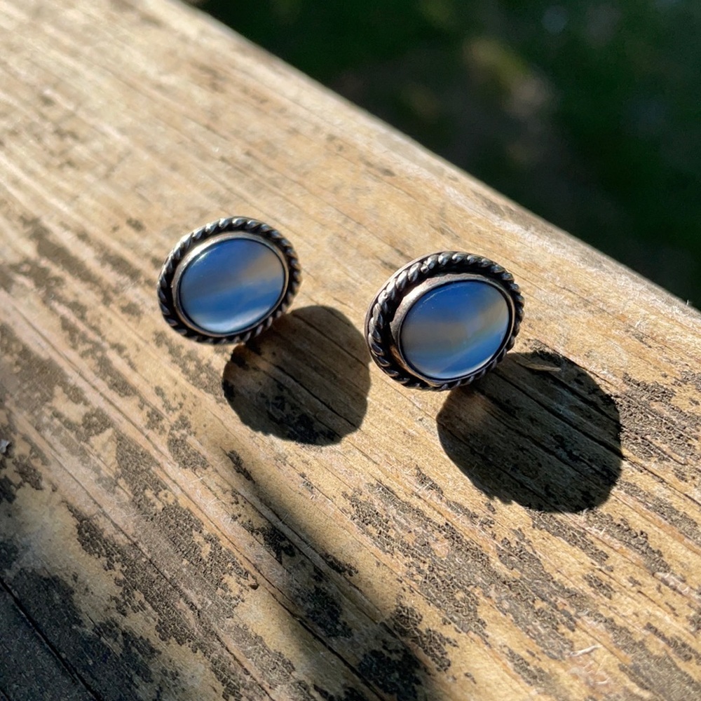 Moonstone Earrings. Vintage silver